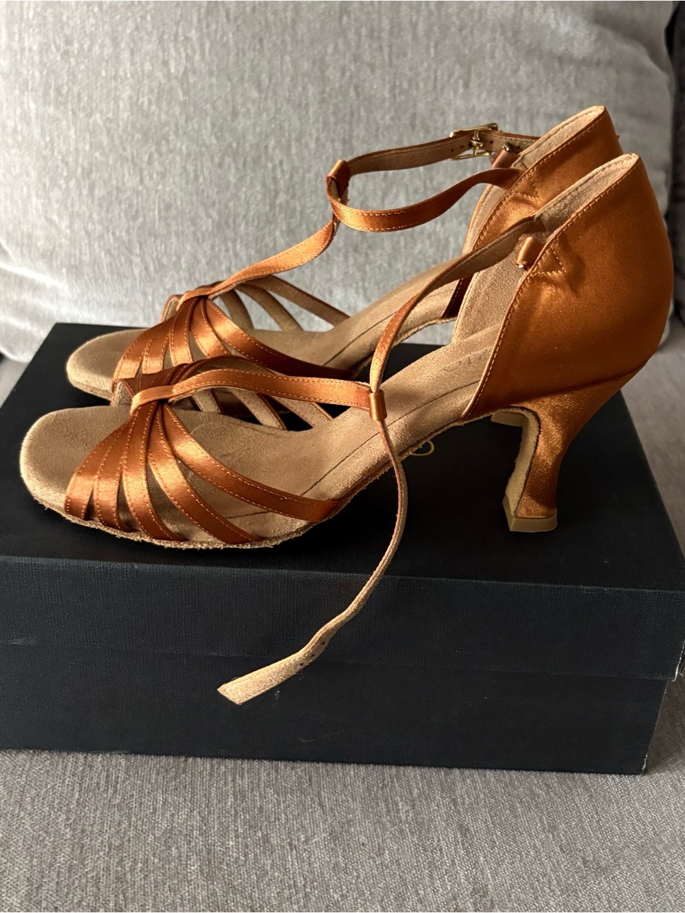 Capezio Women's Copper Satin T‑Strap Heels - Picture 2 of 4